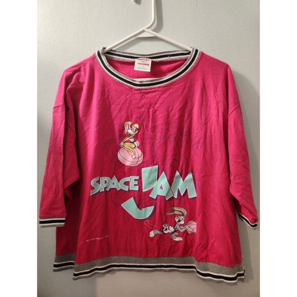 Space Jam 1996 Vintage Pajamas Set Top And Pants Size Large Pink Pre-Owned - Picture 1 of 14